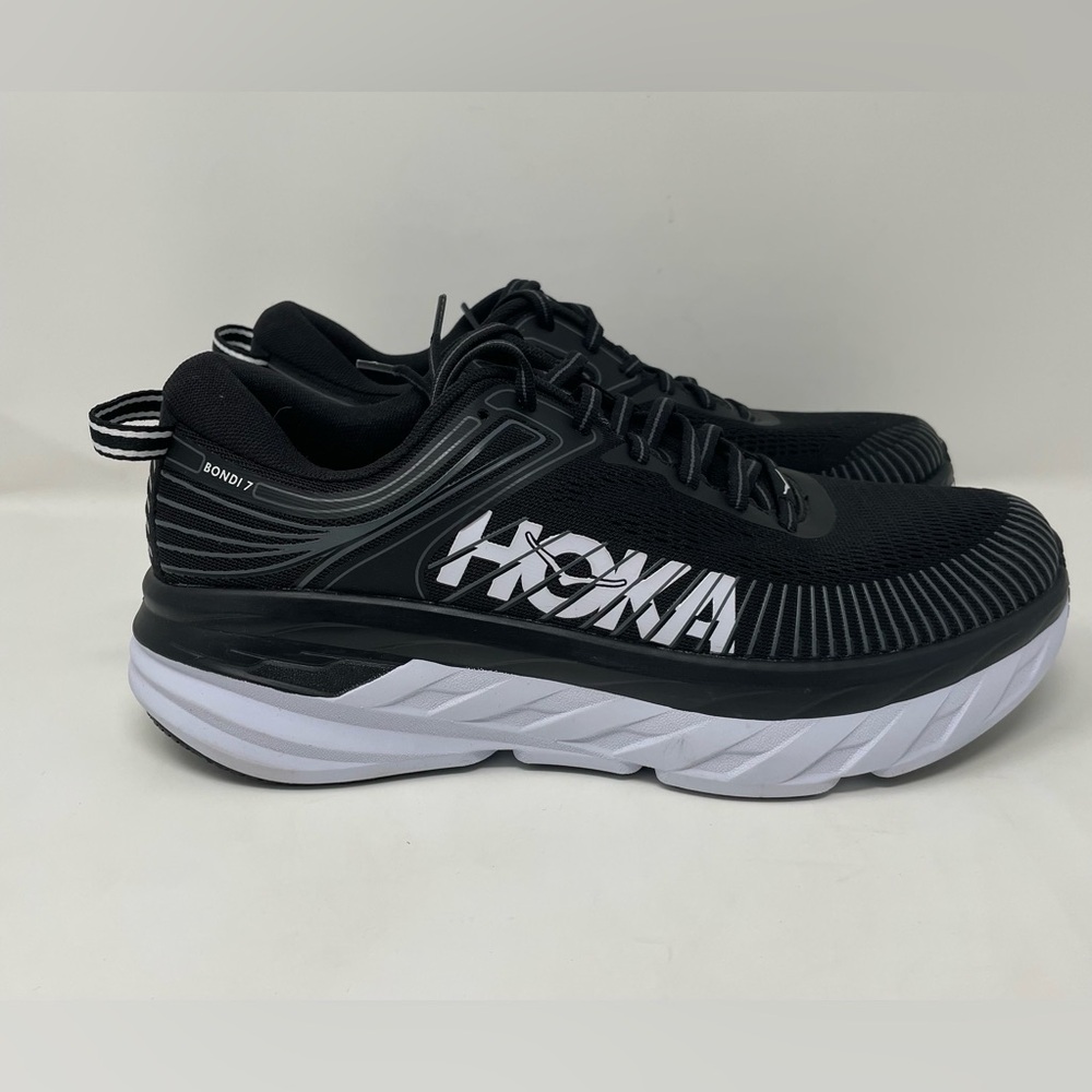 New Hoka One One Bondi 7 Black White Running Sneakers Size 9.5 Women - Picture 3 of 10